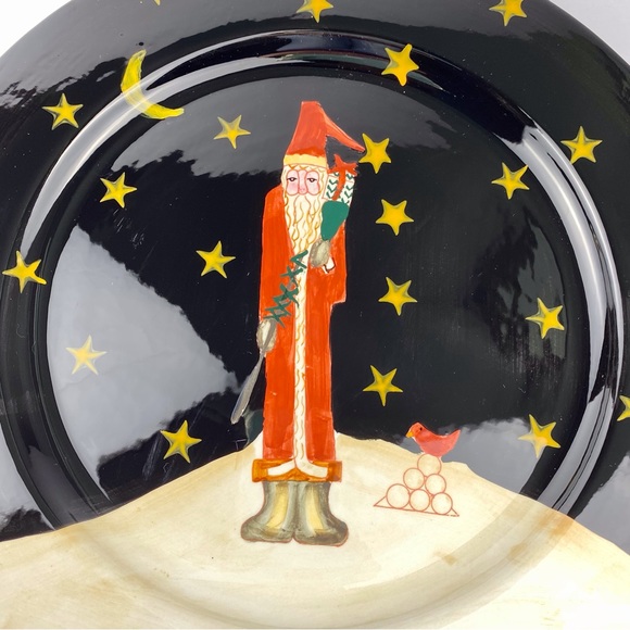 Certified International Midnight Santa 13" ceramic charger platter, Becca Barton - Picture 2 of 7